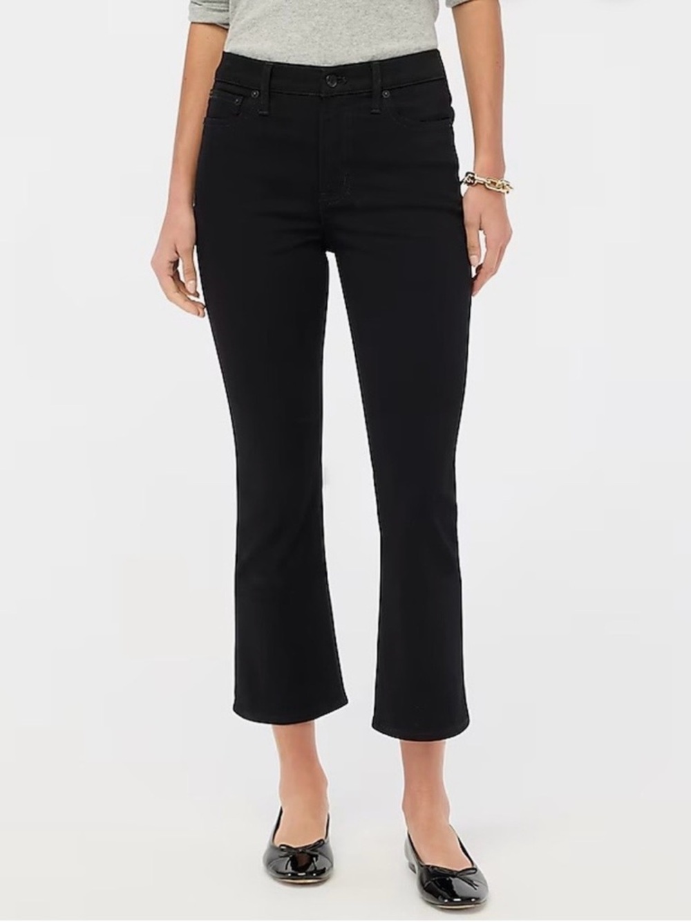 J. Crew Mid-Rise Flare Crop Jeans - Black